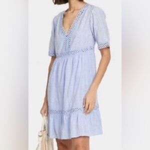 Knox Rose - Sky Blue Short Sleeve Embroidered Slip Dress